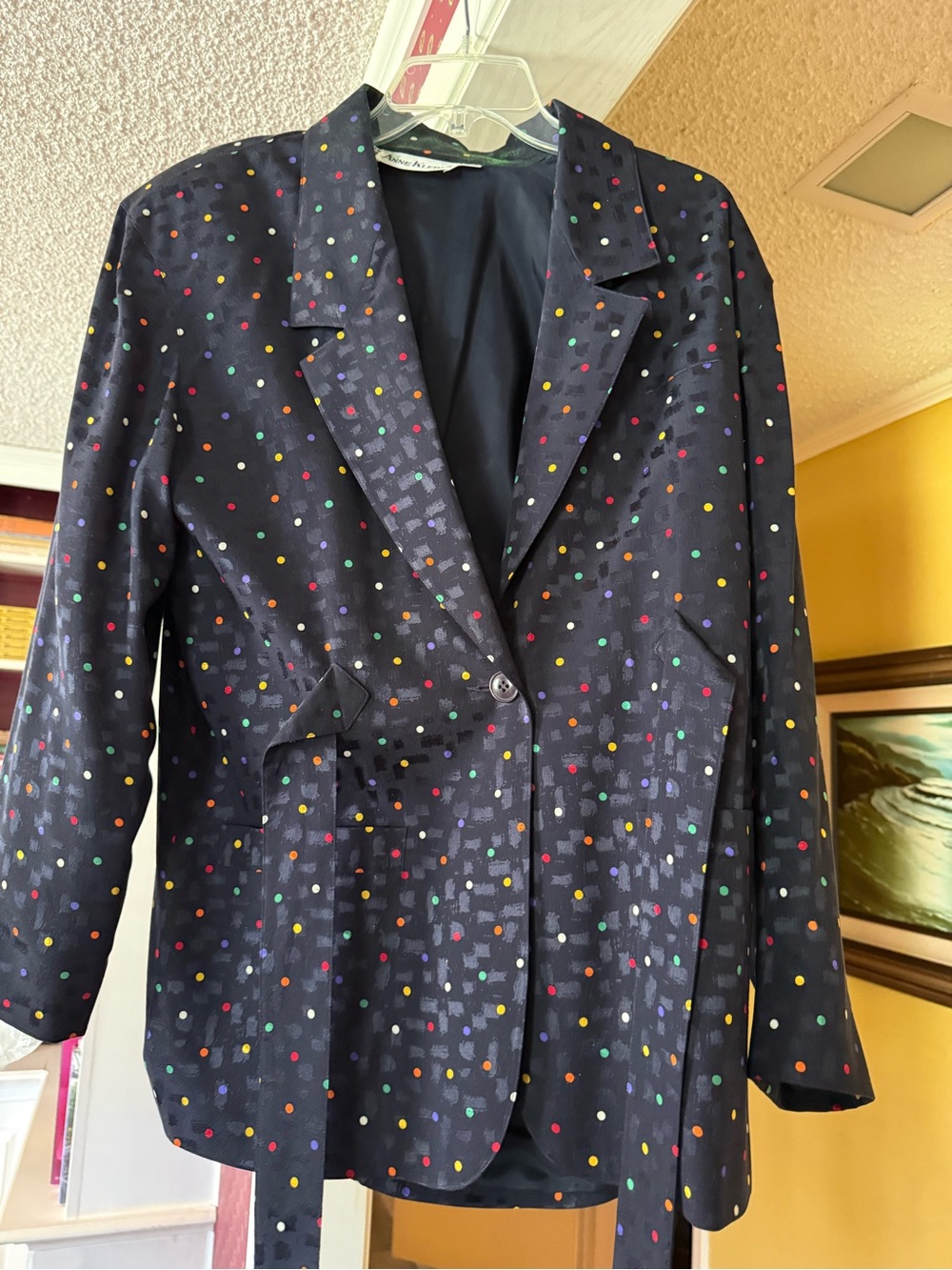 Anne Klein  Navy Polka Dot Blazer Jacket with skirt size 10